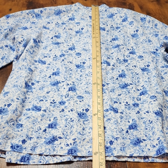 CABERNET | Crisp Cotton Blue White Floral Chinoiserie Asian Style Sleepwear | L - Picture 8 of 13